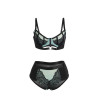 Subblime - 955557 Ensemble Soutien-Gorge En Cuir Verni Vert Avec Fermeture Éclair S/M